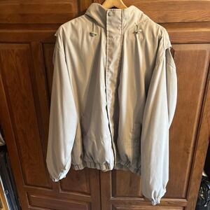 Eddie Bauer Men's Lightweight Jacket with Hidden Hood Beige Tan XL Full Zip
